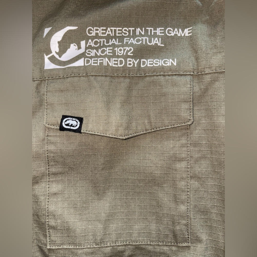 Ecko Unltd Khaki/Green Field Jacket Men’s Large Utility Pockets Full‎ Zip EUC - Picture 10 of 14